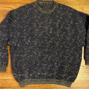 Vintage Kashiyama Sweater Via Della Spiga – Blue White Black Marled Knit Small/M